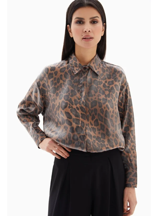 Wecre8 Brown Leopard Print Blouse