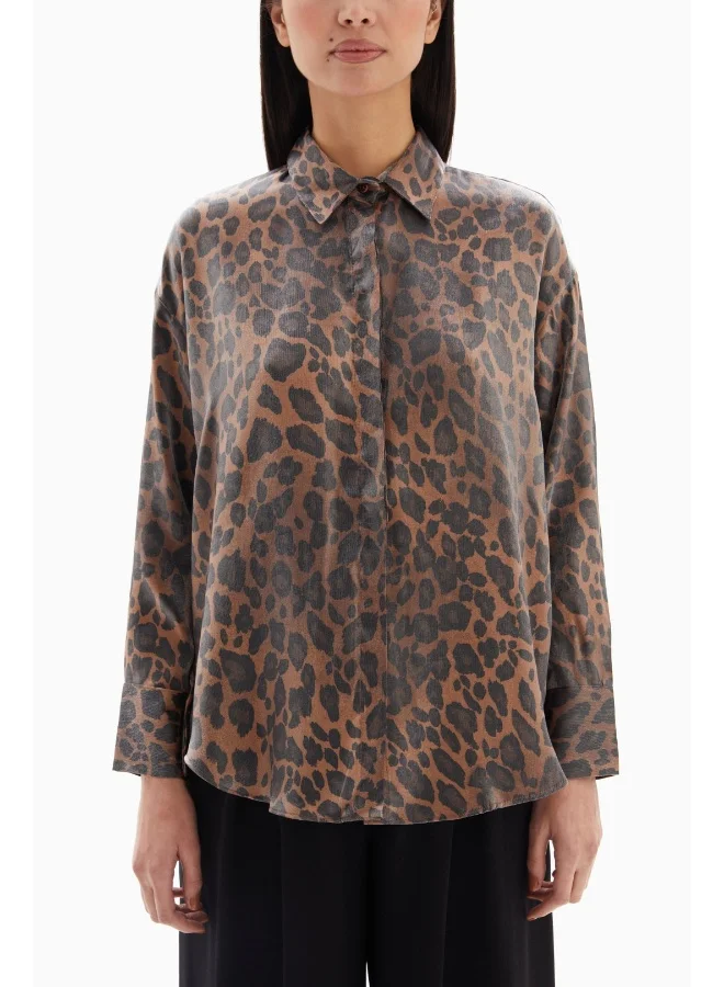 Wecre8 Brown Leopard Print Blouse