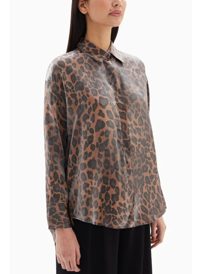 Wecre8 Brown Leopard Print Blouse