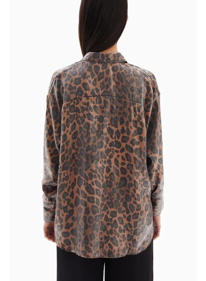 Wecre8 Brown Leopard Print Blouse