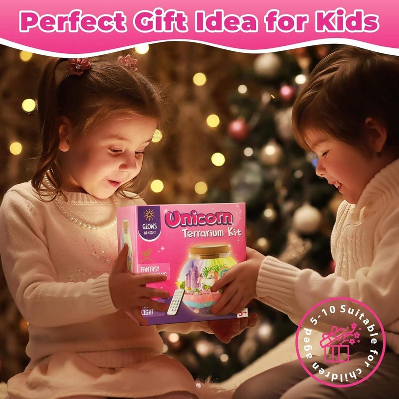 SHAHNARO Unicorn Terrarium Kit for Girls, Arts and Crafts Supplies, Gift for Kids Aged 4-8 Years, Birthday Present - Image 3