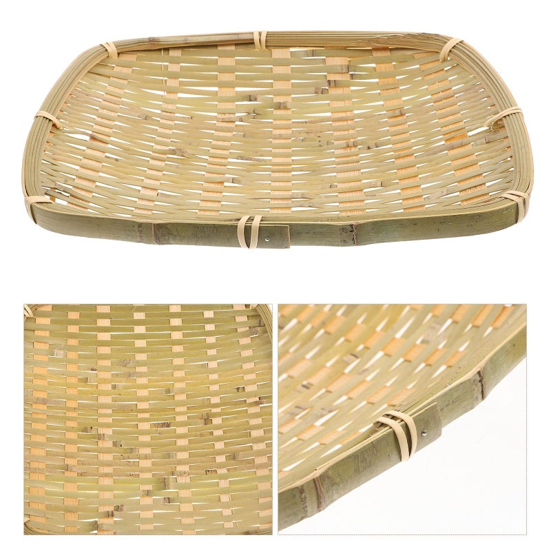 Natural Woven Rectangular Fruit Basket 23x19cm For Kitchen Dining Storage - Image 5
