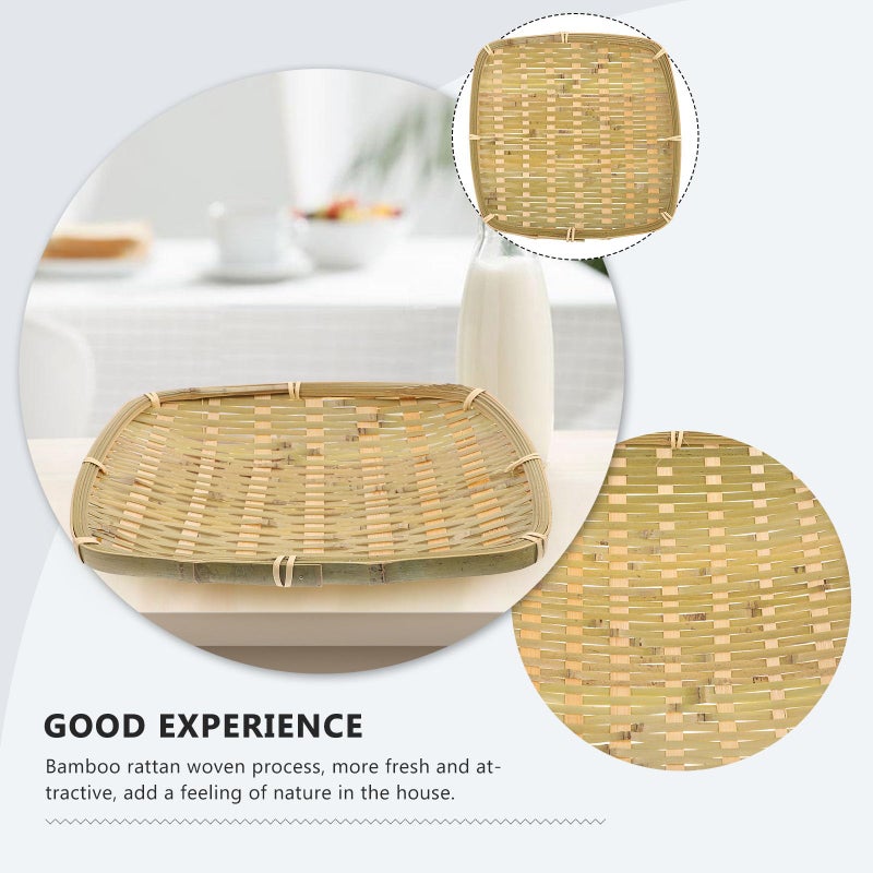 Natural Woven Rectangular Fruit Basket 23x19cm For Kitchen Dining Storage - Image 4