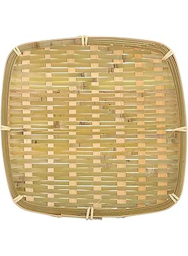 Natural Woven Rectangular Fruit Basket 23x19cm For Kitchen Dining Storage - Image 1