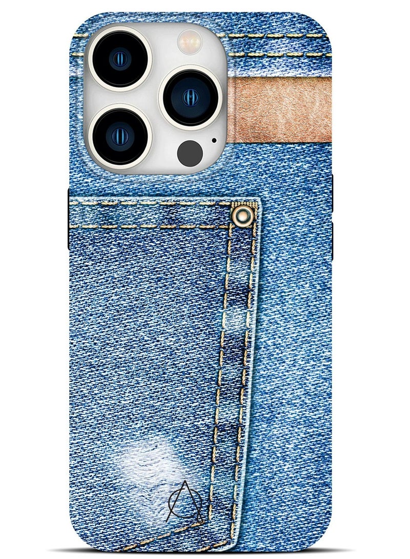 A-Case It's My Case Worn Denim Look Tough Case for iPhone 15 Pro Max, Shockproof TPU Hard Cover with Raised Edge, Wireless Charging Compatible, Full Protection, Precise Fit – Blue - Image 1
