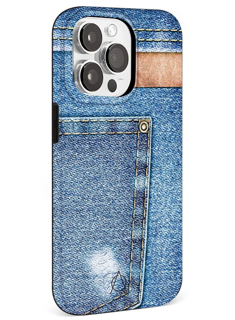 A-Case It's My Case Worn Denim Look Tough Case for iPhone 15 Pro Max, Shockproof TPU Hard Cover with Raised Edge, Wireless Charging Compatible, Full Protection, Precise Fit – Blue - Image 2