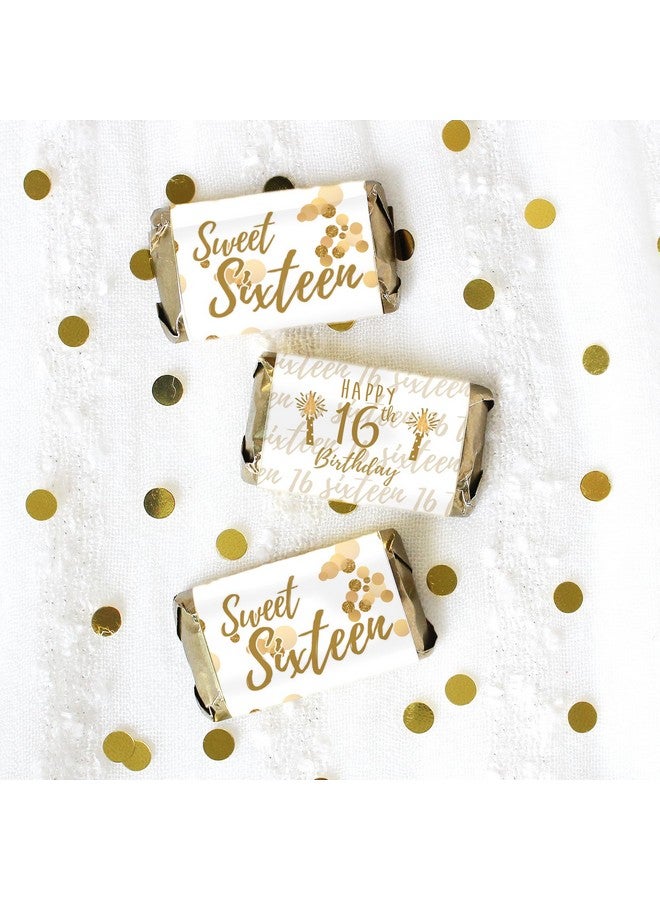 DISTINCTIVS أغلفة حلوى الشوكولاتة الصغيرة باللونين الأبيض والذهبي لعيد الميلاد السادس عشر - ملصقات هدايا حفلة عيد الميلاد السادس عشر 45 ملصق - Image 3