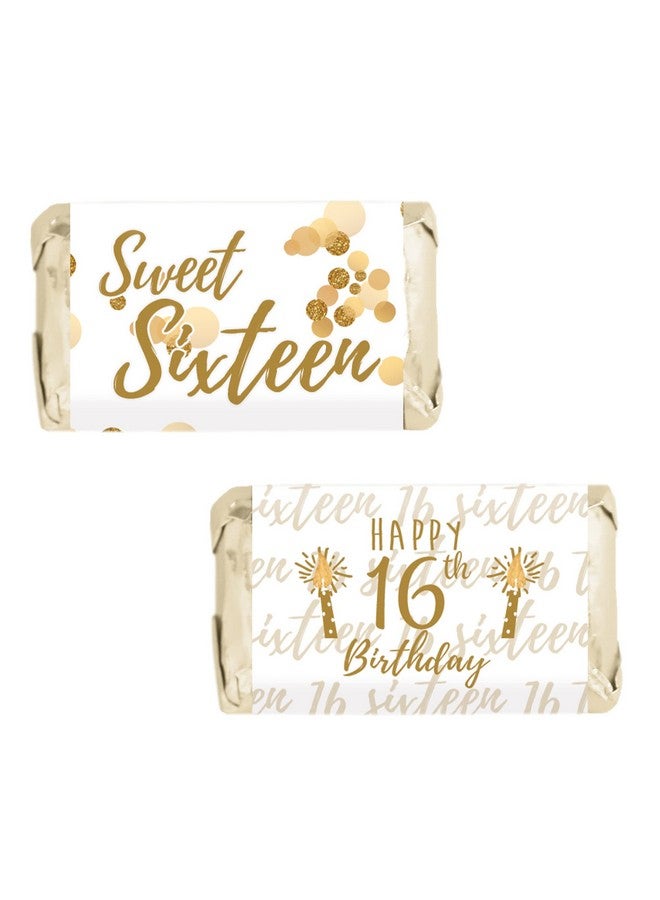 DISTINCTIVS أغلفة حلوى الشوكولاتة الصغيرة باللونين الأبيض والذهبي لعيد الميلاد السادس عشر - ملصقات هدايا حفلة عيد الميلاد السادس عشر 45 ملصق - Image 2