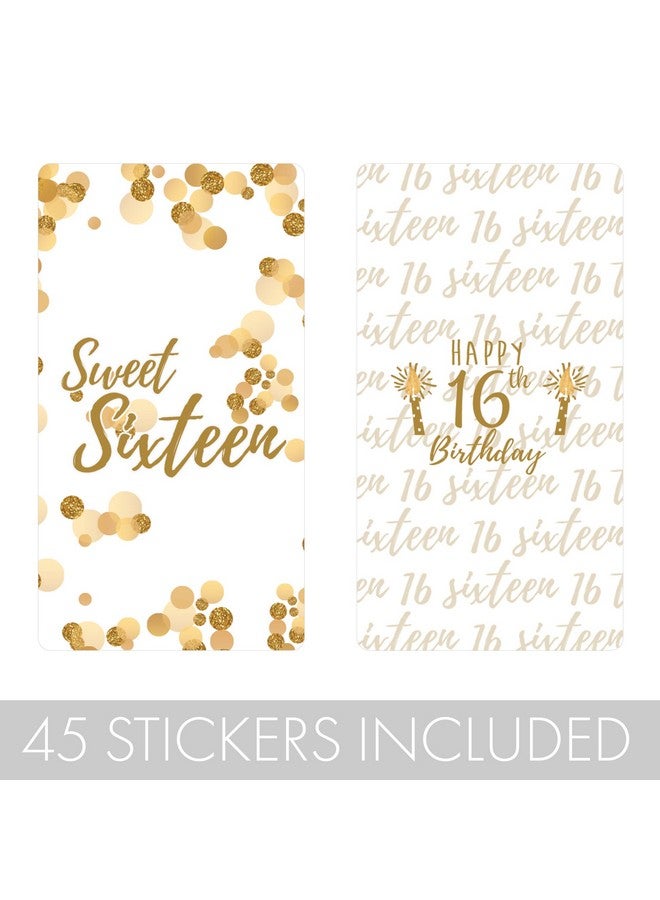 DISTINCTIVS أغلفة حلوى الشوكولاتة الصغيرة باللونين الأبيض والذهبي لعيد الميلاد السادس عشر - ملصقات هدايا حفلة عيد الميلاد السادس عشر 45 ملصق - Image 4