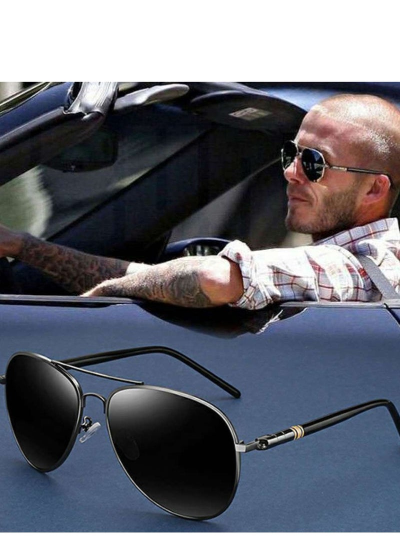 HDCRAFTER Men's Full Rim Polarized UV400 Aviator Frame Sunglasses - Lens Size: 57 mm - Image 3