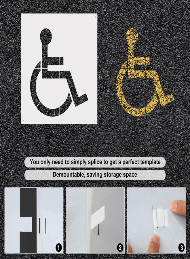 Diegimr Handicap Stencil for Parking Lot, ADA Handicap Icon Stencil Wheelchair Symbol Only Demountable Handicap Template Large Reusable Handicap Pavement Stencil, 71x71cm/27.95x27.95in, white - Image 5