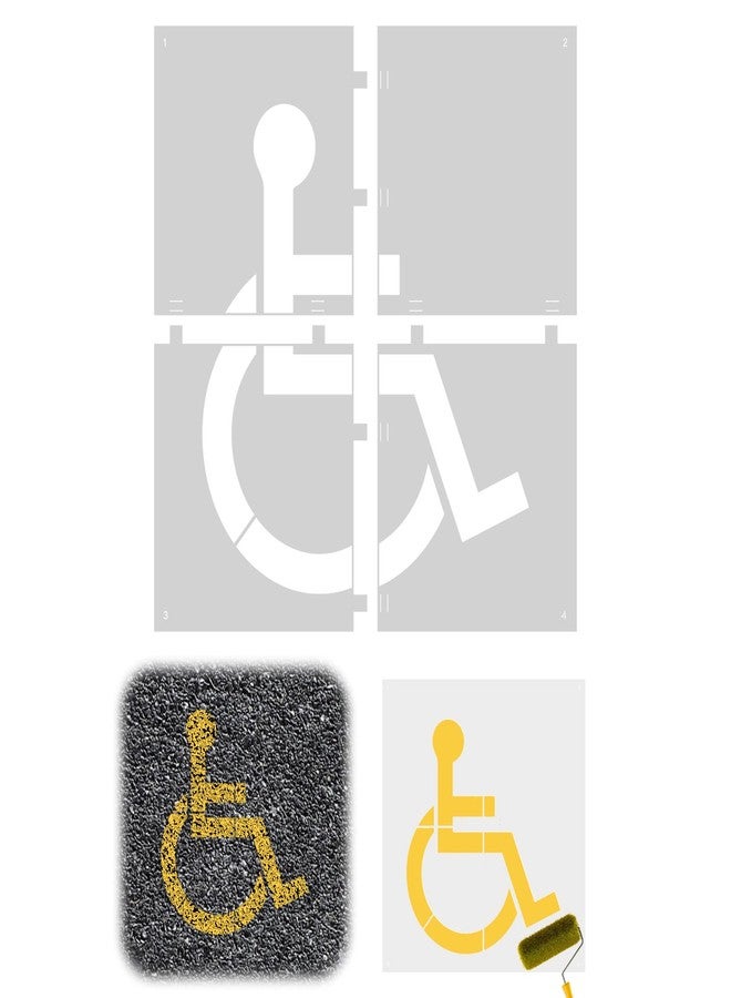 Diegimr Handicap Stencil for Parking Lot, ADA Handicap Icon Stencil Wheelchair Symbol Only Demountable Handicap Template Large Reusable Handicap Pavement Stencil, 71x71cm/27.95x27.95in, white - Image 1