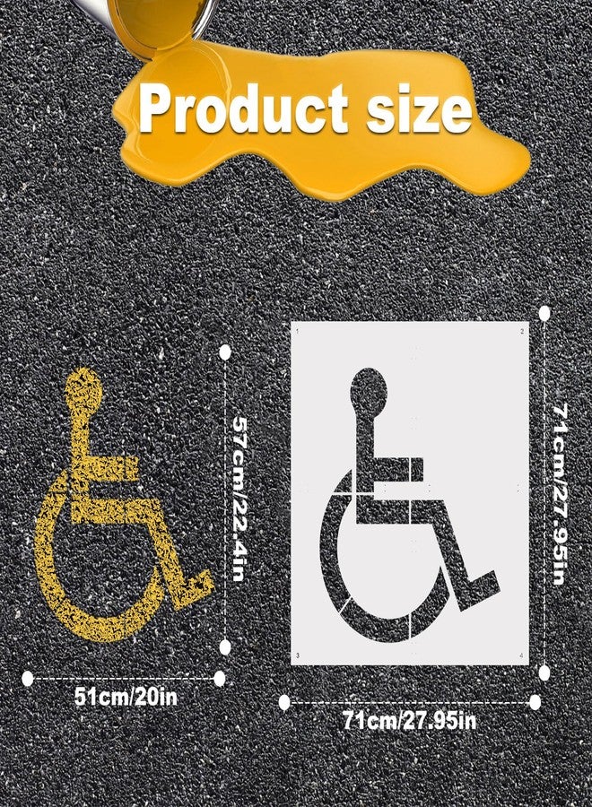 Diegimr Handicap Stencil for Parking Lot, ADA Handicap Icon Stencil Wheelchair Symbol Only Demountable Handicap Template Large Reusable Handicap Pavement Stencil, 71x71cm/27.95x27.95in, white - Image 2