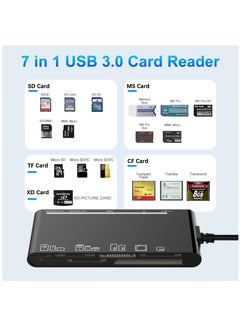 عربست قارئ بطاقة USB 3.0 ترقية وتوسيع 7 في 1 محول بطاقة متعددة 5Gbps القراءة والكتابة SDXC SDHC CF CFI TF XD مايكرو SDXC مايكرو SDHC MS MMC UHS-I بطاقة ويندوز نظام التشغيل ماك لينكس  - Image 2