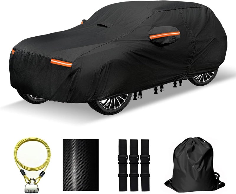OWEEIO Upgrade Thickened Waterproof Car Cover for SUVs (171"-180", Black) - Image 1