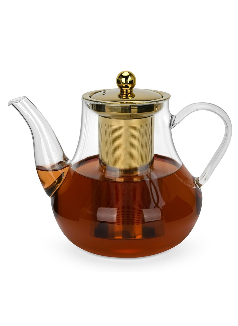 Fissman Glass Tea Pot with Stainless Steel Filter 1200mL, Borosilicate Glass Tea Pot Infuser, Great For Loose Leaf Tea, Blooming Tea, Tea Bags & Fruit Infused Water  - Image 1