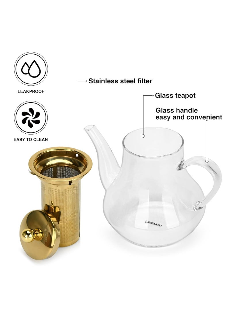 Fissman Glass Tea Pot with Stainless Steel Filter 1200mL, Borosilicate Glass Tea Pot Infuser, Great For Loose Leaf Tea, Blooming Tea, Tea Bags & Fruit Infused Water  - Image 2