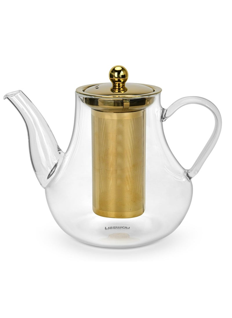 Fissman Glass Tea Pot with Stainless Steel Filter 1200mL, Borosilicate Glass Tea Pot Infuser, Great For Loose Leaf Tea, Blooming Tea, Tea Bags & Fruit Infused Water  - Image 3
