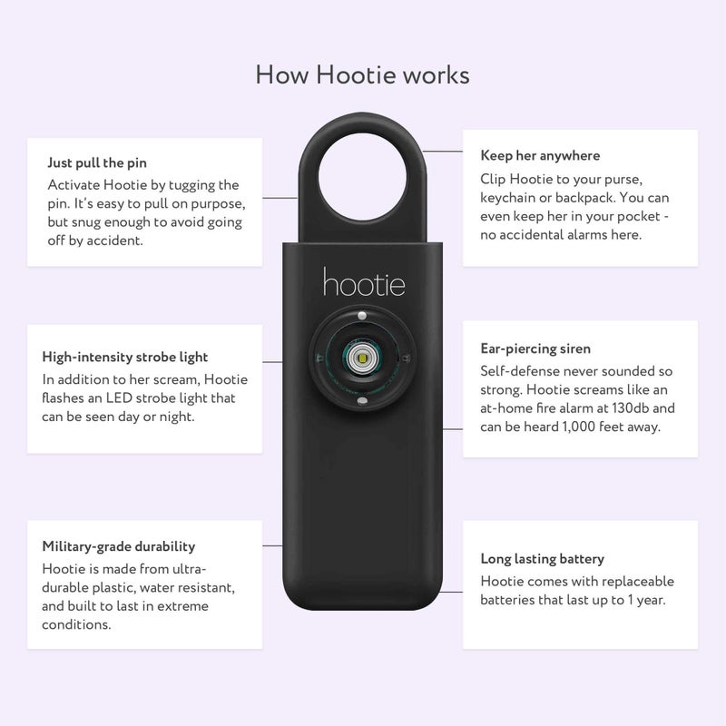 Hootie Personal Safety Alarm, Personal Alarms for Women, Men, & Kids Personal Alarm - Keychain Alarm, Self Defense Alarm, Security Alarm Keychain with 130dB Self Defense Siren & Strobe Light - Mint - Image 3