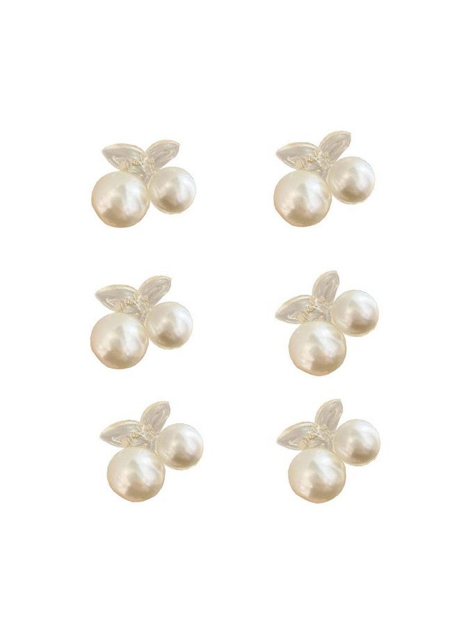 DENICRAAS Mini Round Pearl Hair Clips for Women Girls Hair Claw Chic Barrettes Claw Crab Hairpin Styling Fashion Hair Accessories (Colour: White) - Image 1