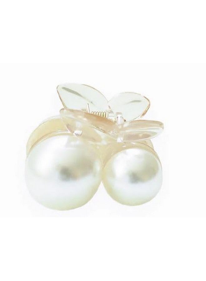 DENICRAAS Mini Round Pearl Hair Clips for Women Girls Hair Claw Chic Barrettes Claw Crab Hairpin Styling Fashion Hair Accessories (Colour: White) - Image 3