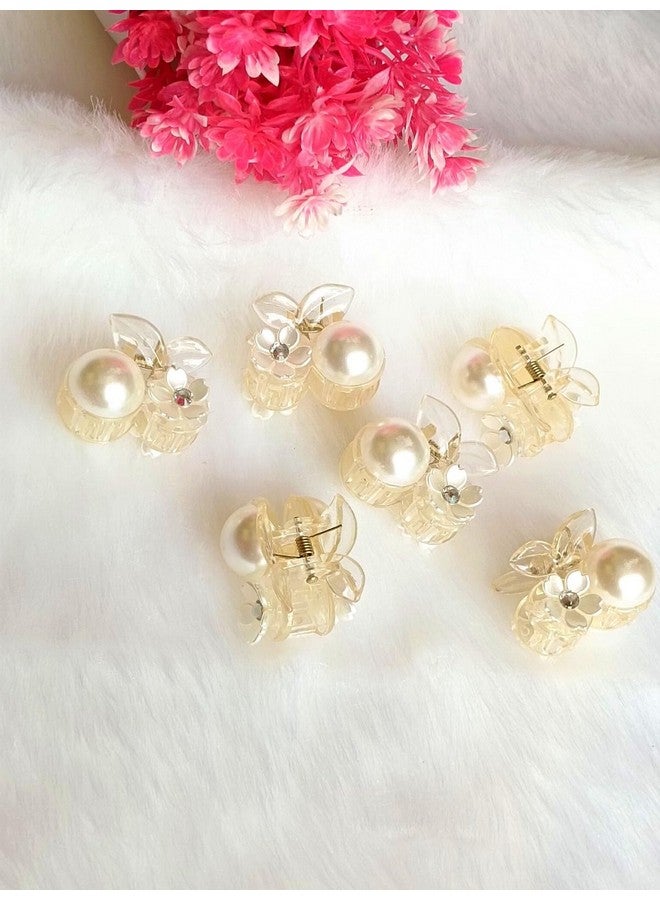 DENICRAAS Mini Round Pearl Hair Clips for Women Girls Hair Claw Chic Barrettes Claw Crab Hairpin Styling Fashion Hair Accessories (Colour: White) - Image 4