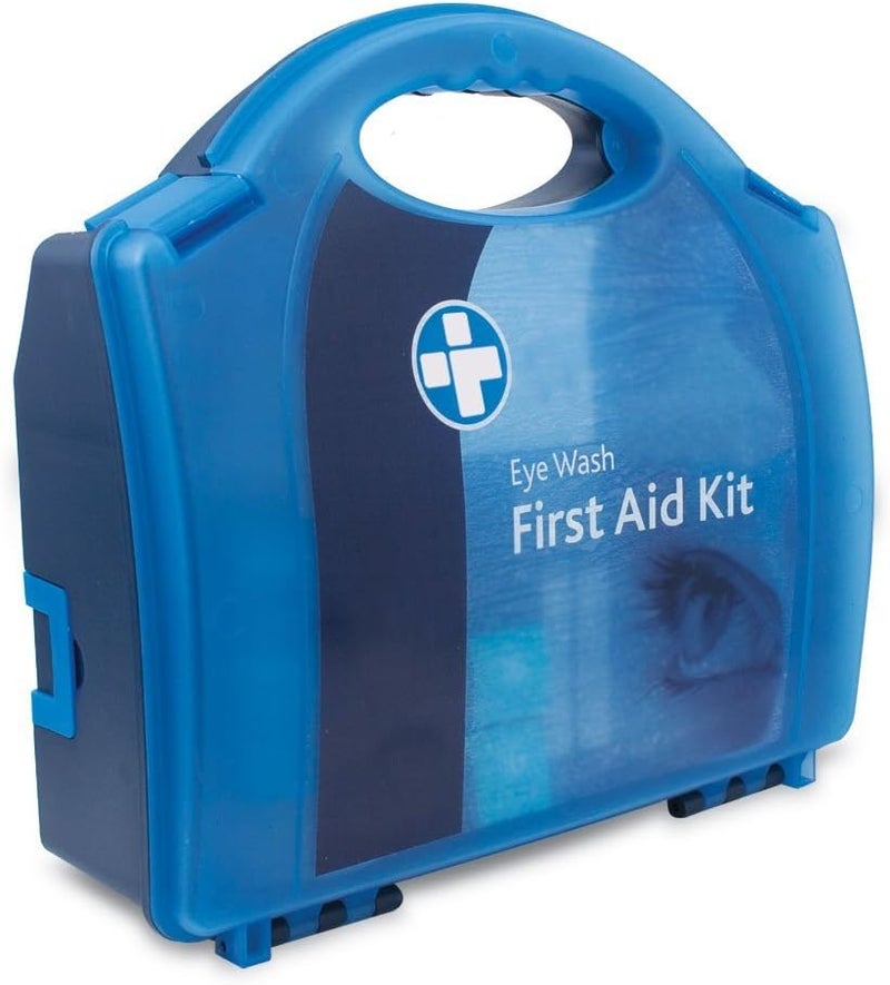 Periodic stock arrangement First Aid Eye Wash Kit - 2 x 500ml Reliwash Eyewash Bottles with Mirror - 2 x 20ml Saline Sterile Solution Pods Drops for Eyes And Eye Pads Storage transit efficiency build - Image 1