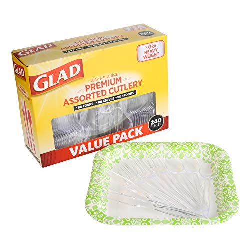 Glad Disposable Cutlery Set - Clear Heavy Duty Plastic Forks  Knives  and Spoons - 240 Piece Plasticware for Parties - Durable  Sturdy Recyclable Utensils - Great for July 4th  Thanksgiving  Christmas - Image 5