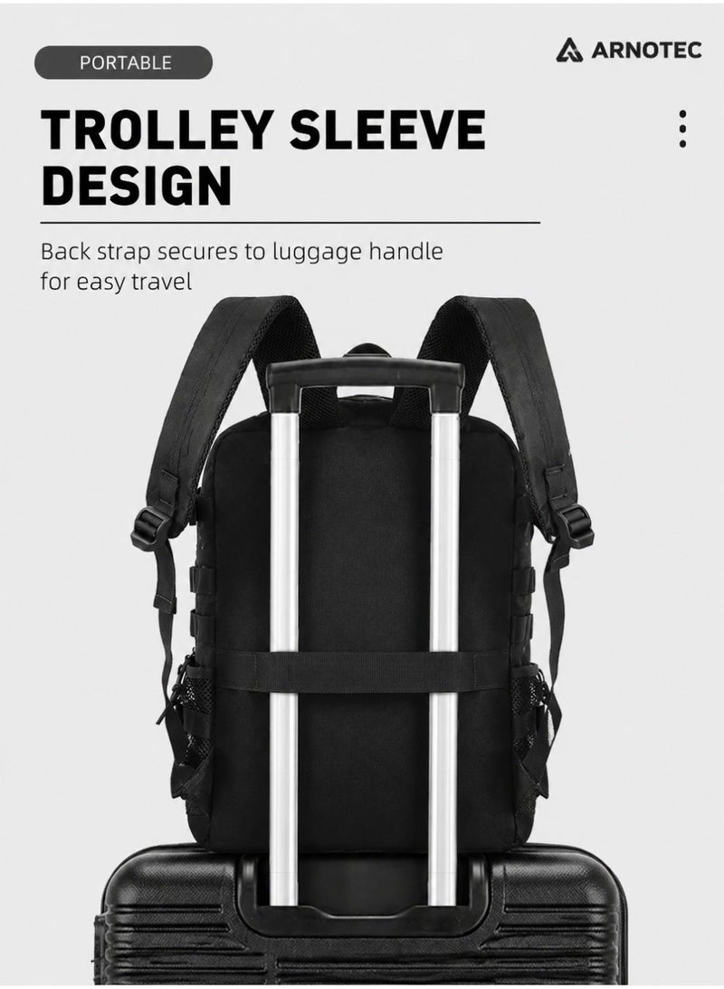 ARNOTEC Large Capacity Outdoor Backpack with Waterproof Fabric, Breathable Comfort Back Panel, Multi-Compartment Storage & Reflective Design - Image 5