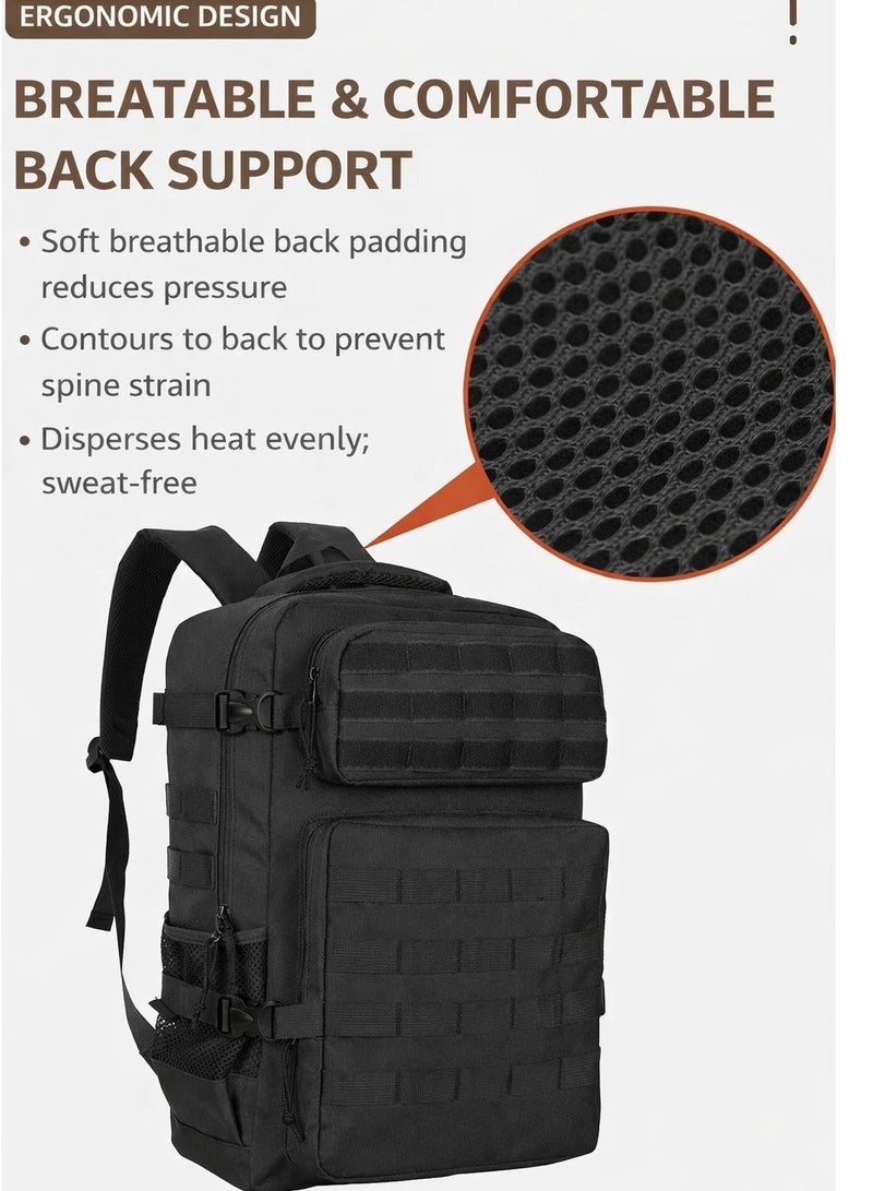 ARNOTEC Large Capacity Outdoor Backpack with Waterproof Fabric, Breathable Comfort Back Panel, Multi-Compartment Storage & Reflective Design - Image 4