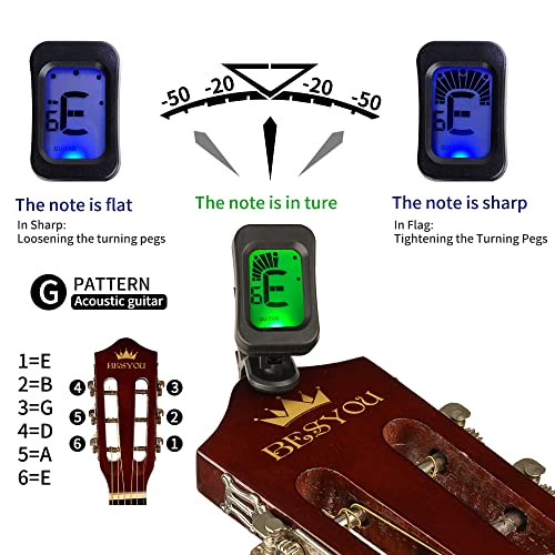 BESYOU 30in Beginner Acoustic Guitar Basic Starter Kit Tuner Capo Strings Winders Strap Picks Kids Student Youth Guitar Pickguard with Gig Bag Orange - Image 3