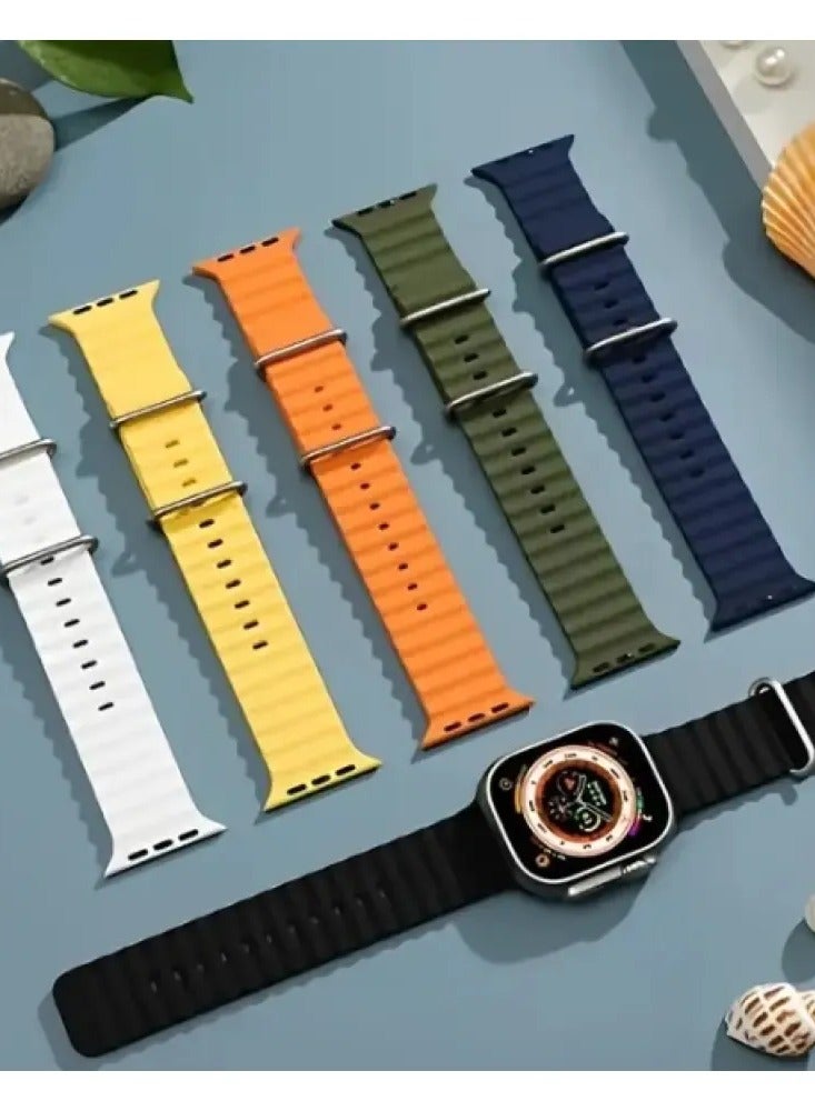 حزام سيليكون Ocean Band للساعة الذكية 42/44/45/49 مم، متوافق مع سلسلة 9/8/7/6/5/4/3/2/1/SE، مناسب للرياضة في الهواء الطلق للرجال والنساء