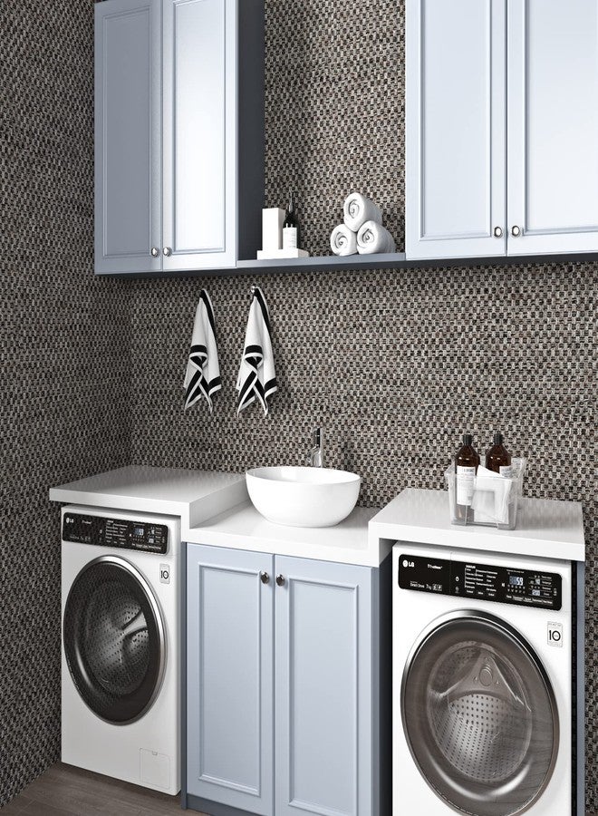 ReWallpaper ورق جدران ReWallpaper مقاس 17.5 بوصة × 23 قدمًا بتصميم قماش عشبي رمادي قابل للإزالة واللصق، غطاء حائط ذاتي اللصق بمظهر منسوج رمادي، ورق اتصال مقاوم للماء للحمام وغرفة المعيشة وغرفة النوم والجدران المميزة - Image 4