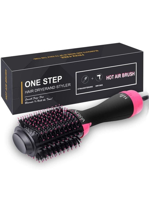 Hot Air Brush, 4-in-1 One-Step Hair Dryer and Volumizer, Negative Ion Hair Dryer Brush Styler, Ceramic Lightweight Styling Brush for Hair Drying, Styling, Curling, Straightening, Shine and Hair Volume
