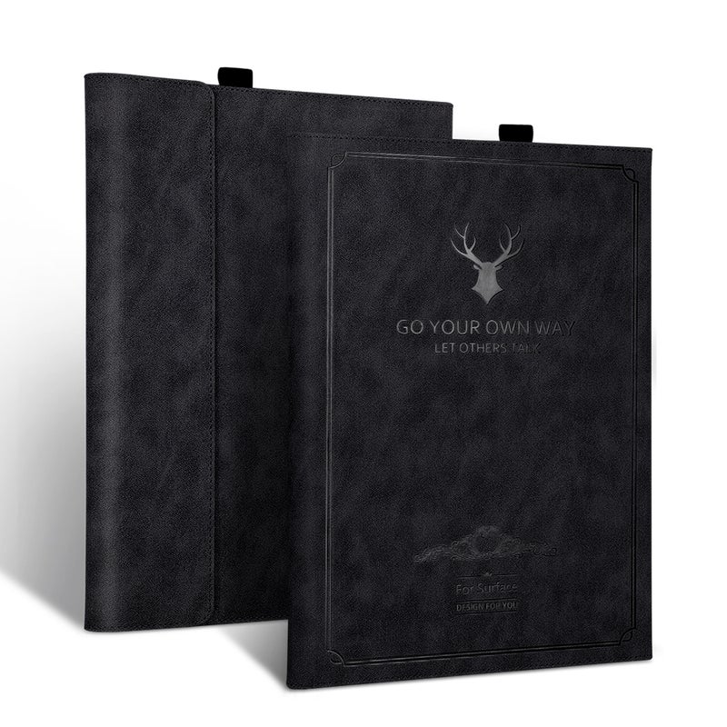 erorex For Microsoft Surface Pro 7 / 6 / 5 / 4 Deer Head Pattern Tablet Leather Case(Black) - Image 1