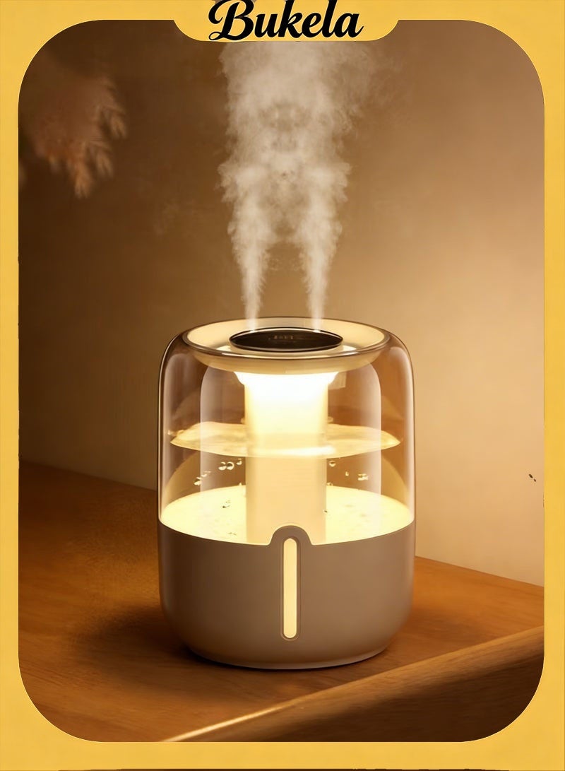 Bukela 4L Air Humidifier with Light and Humidity Display, Humidifier and Air Purifier with 2 Nozzles and Night Light Function, 20 Hours, Quiet (White) - Image 1