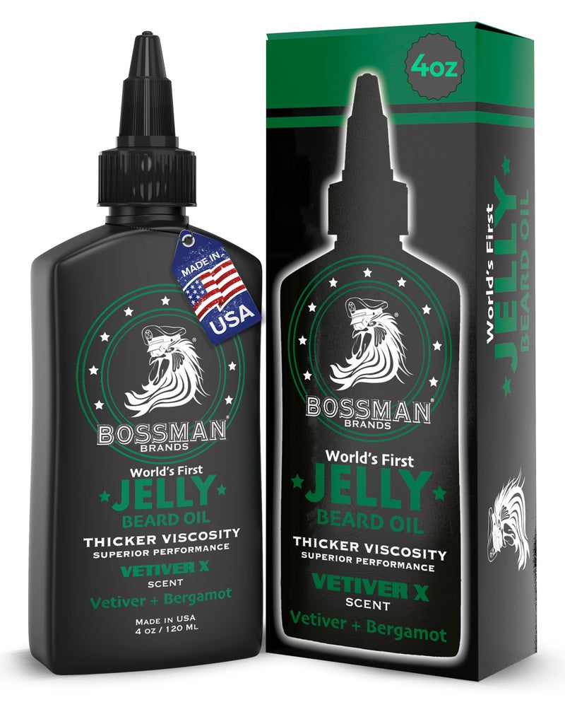 Bossman Jelly Beard Oil for Men 4 oz Vetiver X Scent  Softens Moisturizes  Conditions with Natural Ingredients