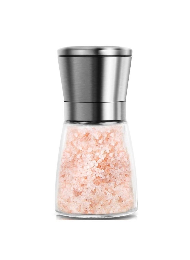 Salt and Pepper Grinder 180ML – Tall Refillable Manual Herb & Spice Mill, Adjustable Coarseness, Glass Body with Stainless Steel Lid, Perfect for Home, Kitchen, Barbecue - Image 1