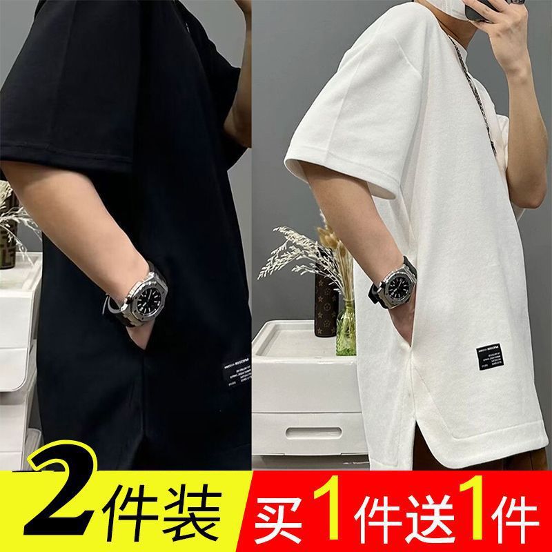 Summer Men'S T-Shirt Hidden Pocket Short-Sleeved T-Shirt Round Neck New All-Match Solid Color Fashionable Loose Plus Size Base - Image 3