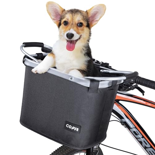 COFIT Collapsible Bike Basket MultiPurpose Detachable Bicycle Basket for Pet Shopping Commuting Camping and Outdoor Basic Black
