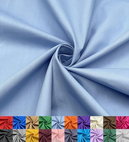 EOVEA - Cotton Polyester Fabric by The Yard – 60" Wide Broadcloth Fabric, Soft, Lightweight & Breathable Material for Lining, Curtains, Bedding, Skirts, Sewing Projects (Baby Blue, 1 Yard) - Image 1