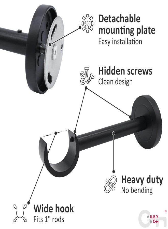 A Key Tech Slim Curtain Rod Bracket (Black - Set of 2) - Image 4