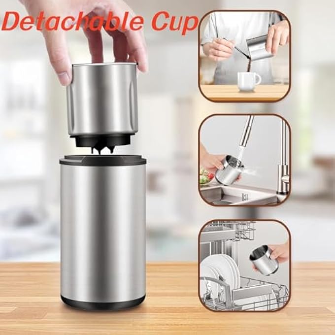 SYOSI Electric Coffee Grinder With Large Size 80G Removable Cup Stainless Steel Quiet Grinder For Beans For Coffee Beans OnePress Operation - Image 5