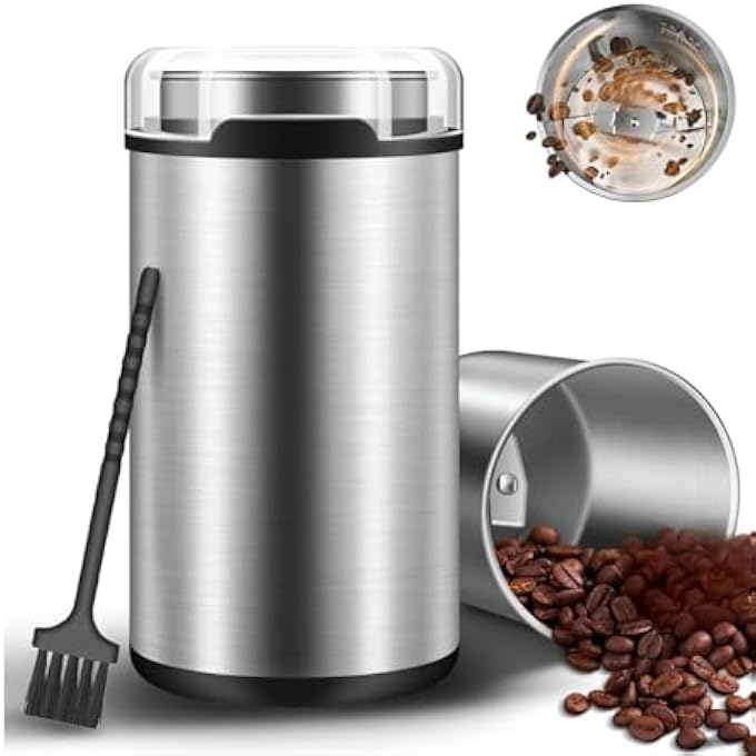 SYOSI Electric Coffee Grinder With Large Size 80G Removable Cup Stainless Steel Quiet Grinder For Beans For Coffee Beans OnePress Operation - Image 2