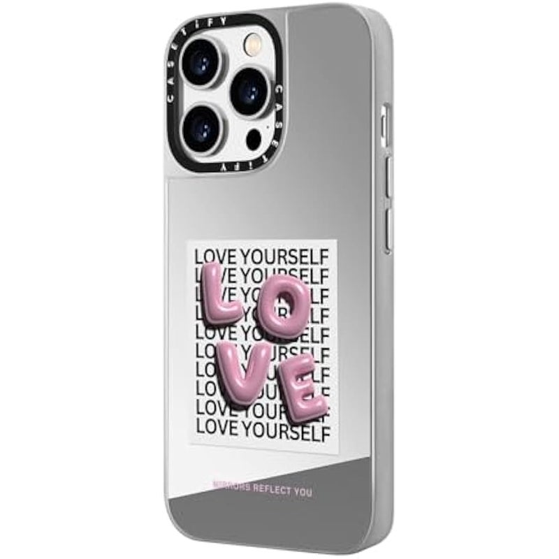 Casetify Mirror Case for iPhone 14 Pro Compatible with Magsafe - Love - Silver on Silver - Image 5