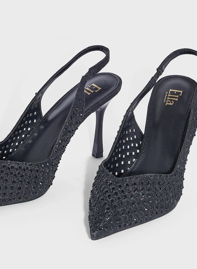 ايلا Diamante Cut Out Detail Pointy Sling Back Pump