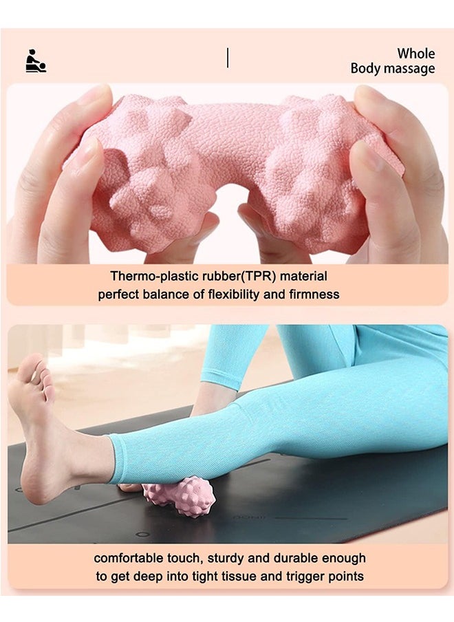 Generic - Peanut Massage Ball Double Lacrosse Massage Roller Ball for Deep Tissue Muscle Massage Physical Therapy Acupoint Myofascial Release Trigger Points Muscle Knots and Yoga Therapy Pink - Image 1