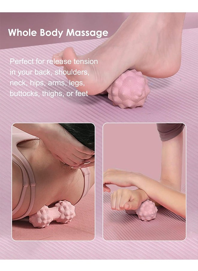 Generic - Peanut Massage Ball Double Lacrosse Massage Roller Ball for Deep Tissue Muscle Massage Physical Therapy Acupoint Myofascial Release Trigger Points Muscle Knots and Yoga Therapy Pink - Image 1