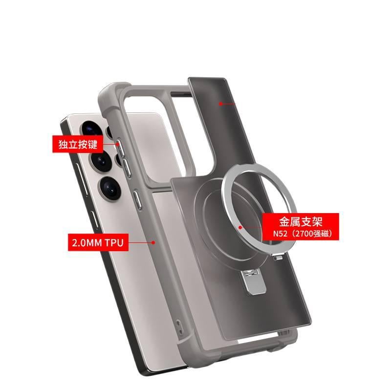 غطاء MagSafe بTPU + PC باللون Gold مغناطيسي بوظيفة حامل من مادة TPU لـ Samsung Galaxy A26 مع حامل قابل للطي وملمس ناعم مع مقاوم للصدمات مع مغناطيس قوي مع حماية من السقوط للسفر - Image 5