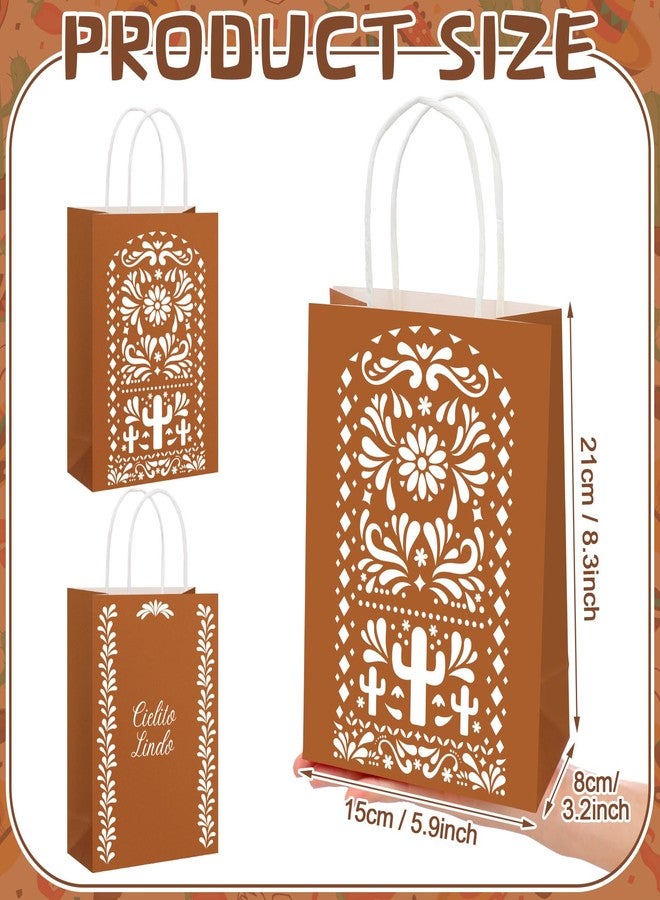 Sinload 24 Pcs Cielito Lindo Candy Bags Mexican Party Favors, De Barro Theme Decorations Mexicanos Talavera Kraft Gift Goodie Bags with Handles Fiesta Cinco De Mayo Mexican Party Supplies(Classic - Image 2